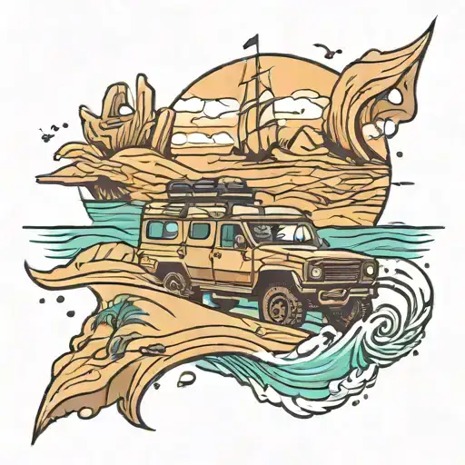 Offroad Ocean Travel Desert Scene