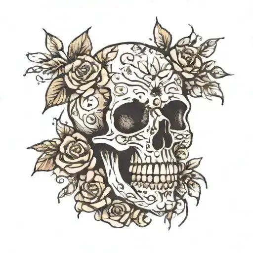 Floral Skull Surrounded