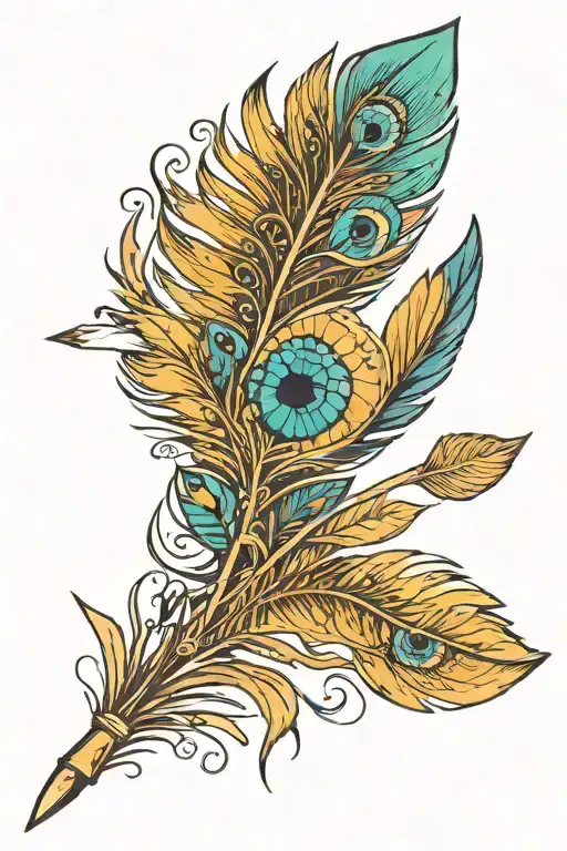 Simplified Arrow With Peacock Feather Fletching