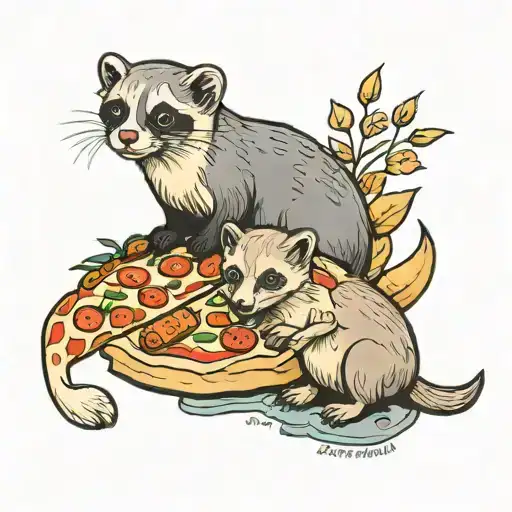 Ferret And Dog And Pizza