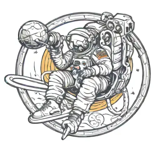 Astronaut Sitting On The Rings Of A Planet