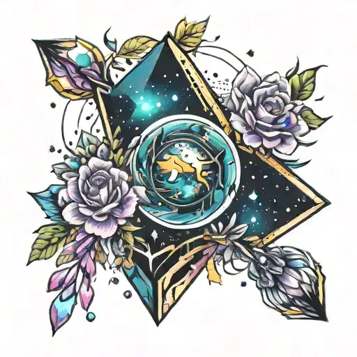 Space-themed Crystal Formation With Floral Accents