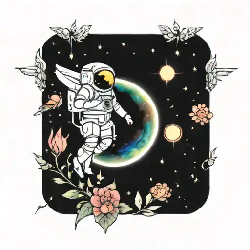 Space-themed Crystal Formation With Floral Accents