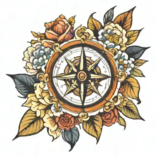 Compass Navy Flowers
