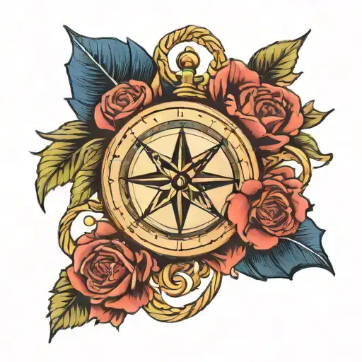 Compass Navy Flowers Intertwined