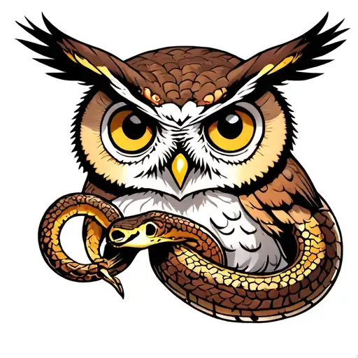 Owl Holding A Snake