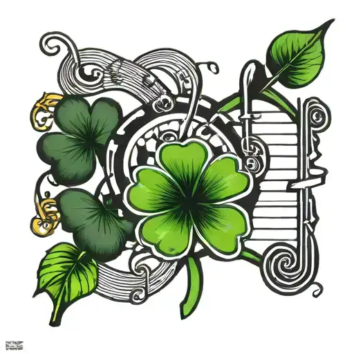 4 Leaf Clover And Music Symbols