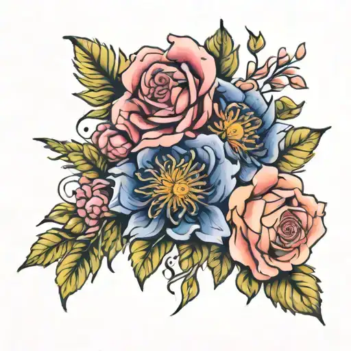 Aster And Rose Intertwined