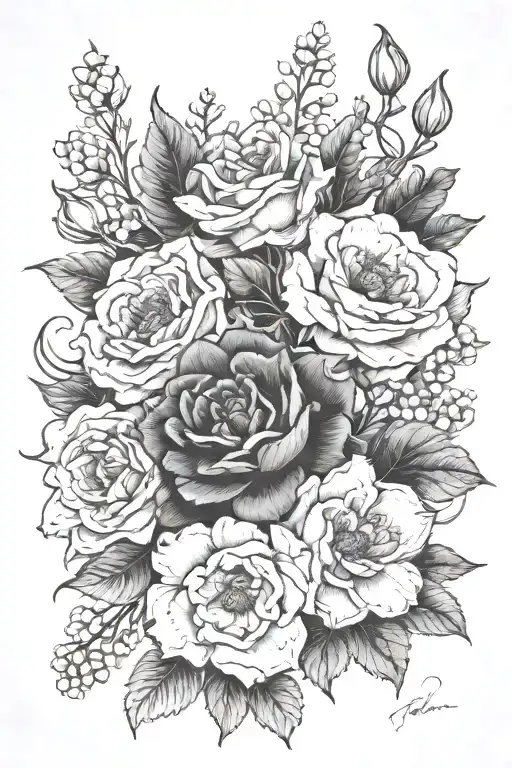 February March June September Birth Flower Tattoo Design