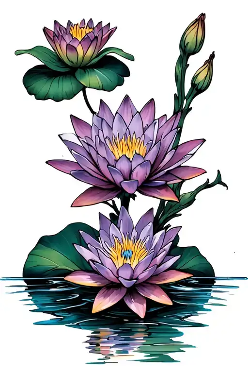Water Lily And Larkspar