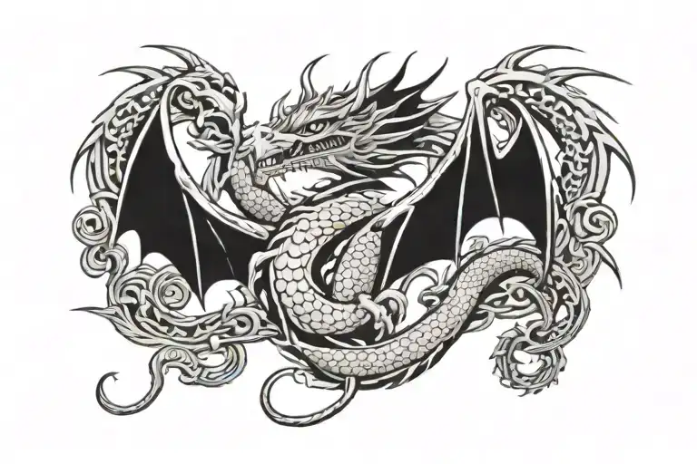 Dragons Armband Black And White