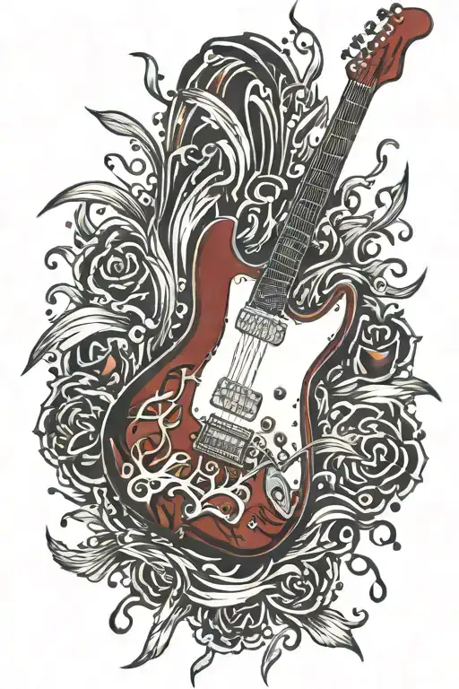 Red Fender Guitar Drip Art