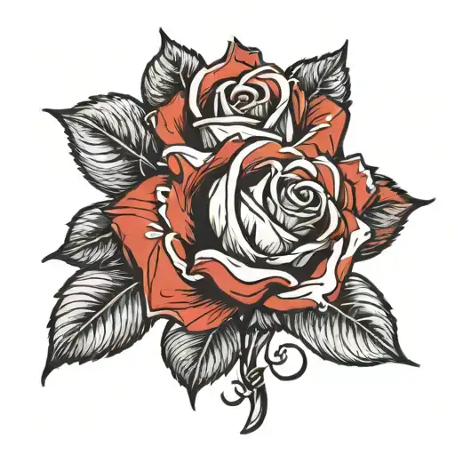 Rose With English And Canada Flag Intertwined