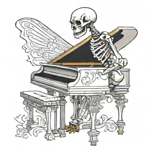 Skeleton Playing A Grand Piano