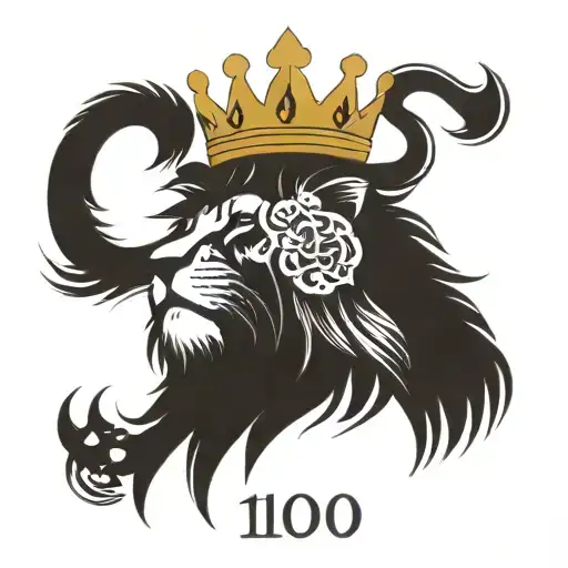 Lion With Tilted Crown And Birth Date