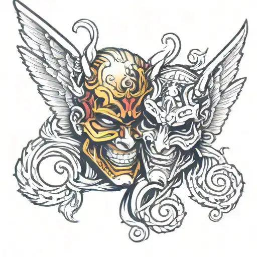 Angel Dueling Demon Mask