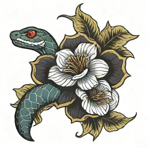 Snake Wrapped Round Flower