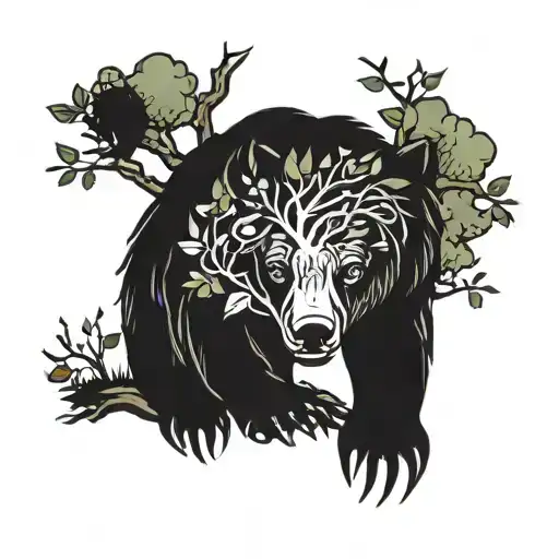 Bear Chlling Under A Tree