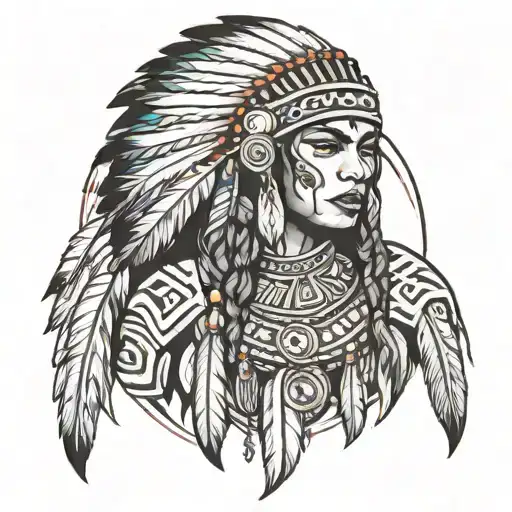 Native American Tribal Warrior Woman