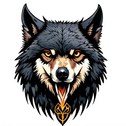 Norse Raven And Wolf