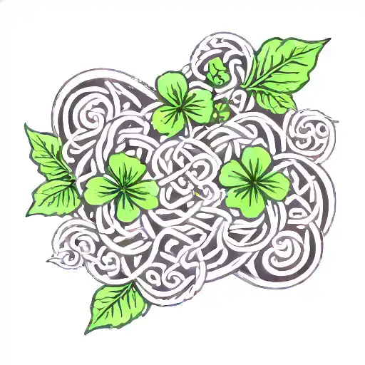 Celtic Knot Band Incorporating Shamrocks Woven