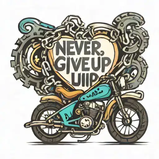 Never Give Up Quote With A Smile A Heart And A Bike Chain