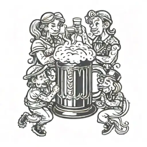 6 Friends Drinking In Oktoberfest Beer Mug