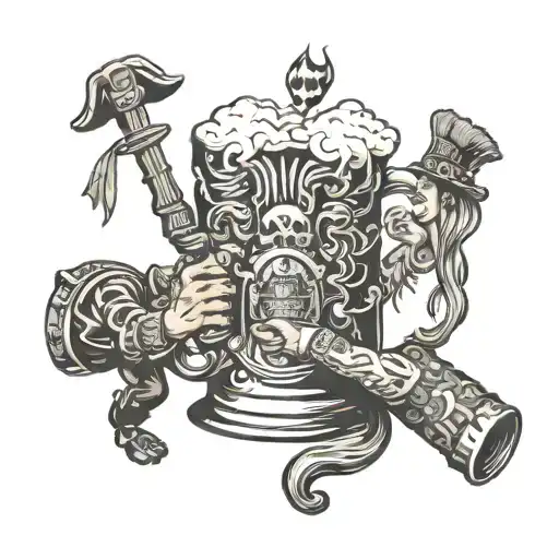 Five Friends Drinking In An Oktoberfest Beer Mug