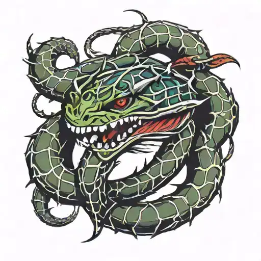 Crown Of Thorns Wrapped Snake Ouroboros Snake