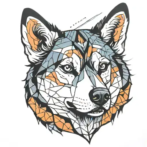 Husky Face With Geometric