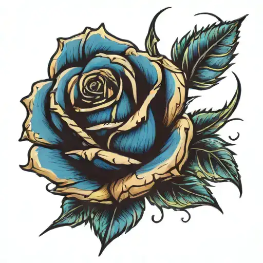 Blue Rose With Jackie On The Stem Wrapped