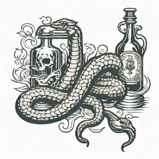 Snake Coming Out Of Rum Bottle