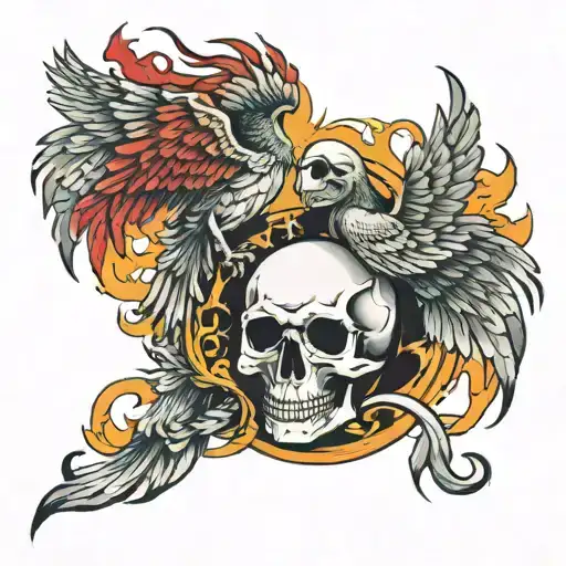 Skull And Phoenix On Top