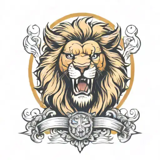 Lion Figthning Again Wolf Howling