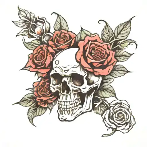 Skull With Roses For A Man