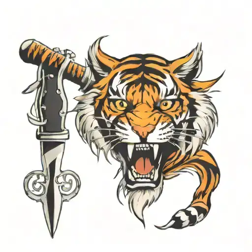 Fury Tiger Head With Stilet Knife