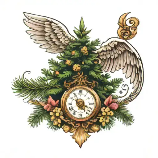 Fir Tree And Scales And Angel Wings