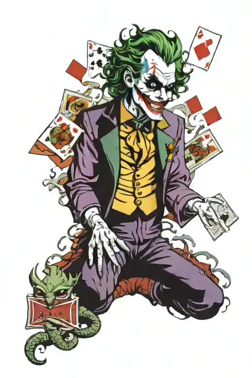 Joker With Cards And Dragon