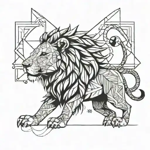 Geometric Lion Model Long Thin