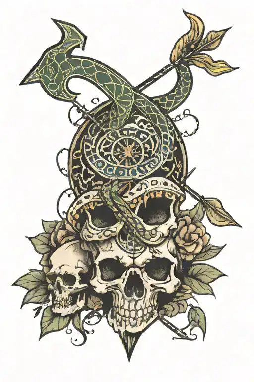 Arrow With Snake With Skull