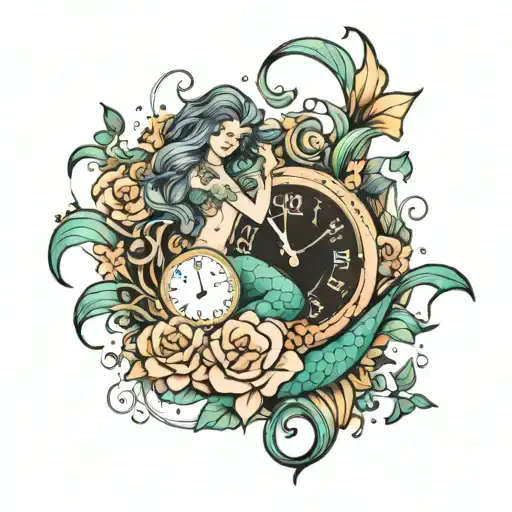 Mermaid Time Clock Flowers