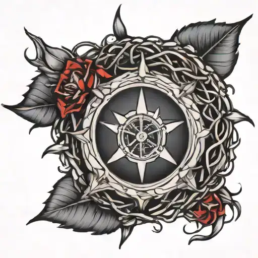 Crown Of Thorns With Compass