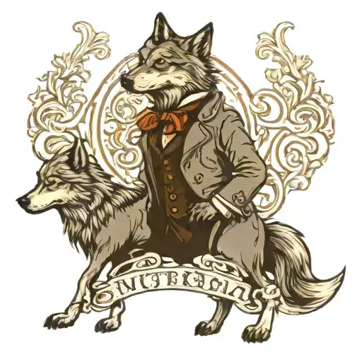 Wolf In Victorian Clothes Standing