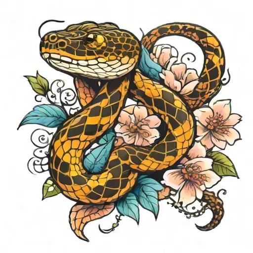 Snake And Flowers