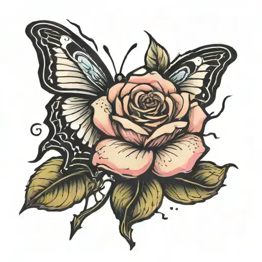 Rose With A Butter Fly