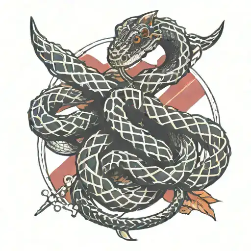 Snake And Flag Intertwined