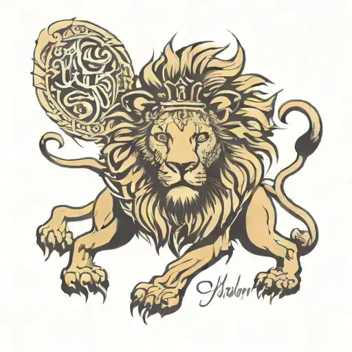 Yhwh Written With A Lion Inside
