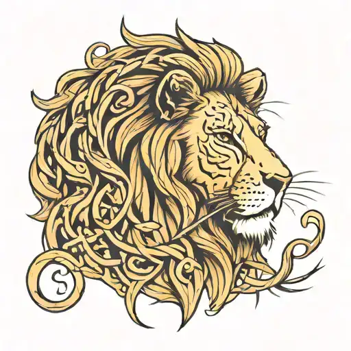 Simple Line Lion Tattoo Using The Letters Tlc