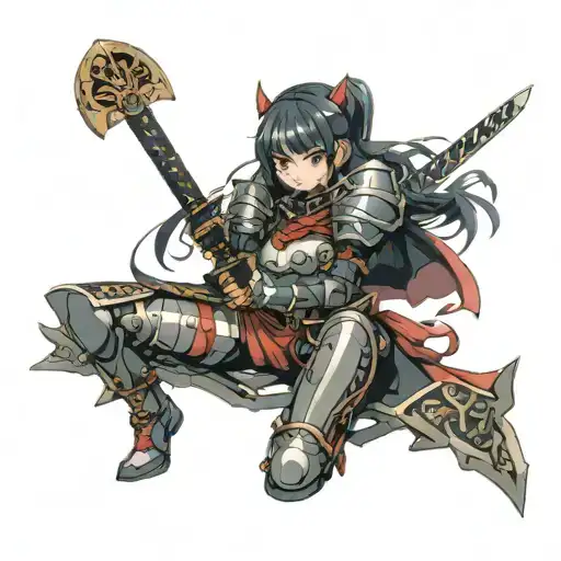 Anime Girl In Armor With Katana