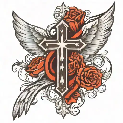 Christian Cross With Wings